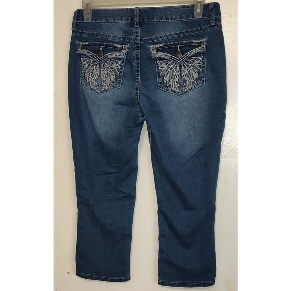 ANA Blue Denim Capris Jeans Women's SIZE 8 BLING Y2K Rhinestones Embellished 8 - Picture 6 of 14